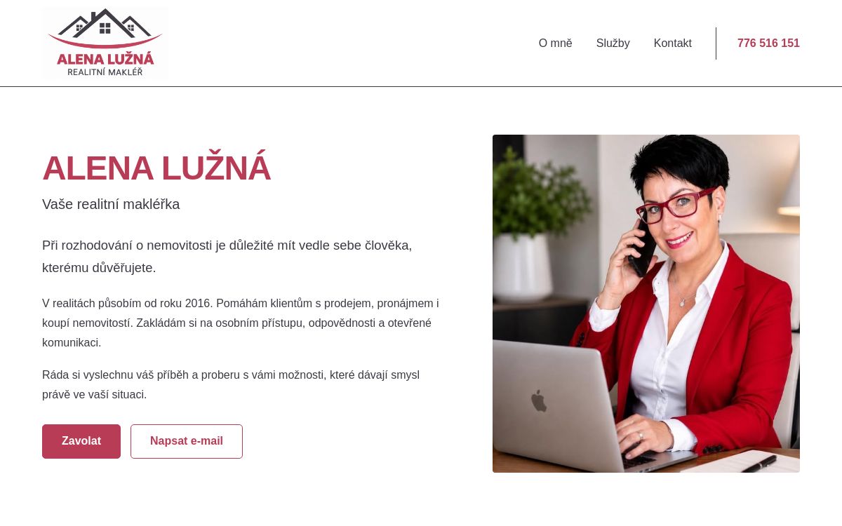 Náhled osobního webu – Alena Lužná