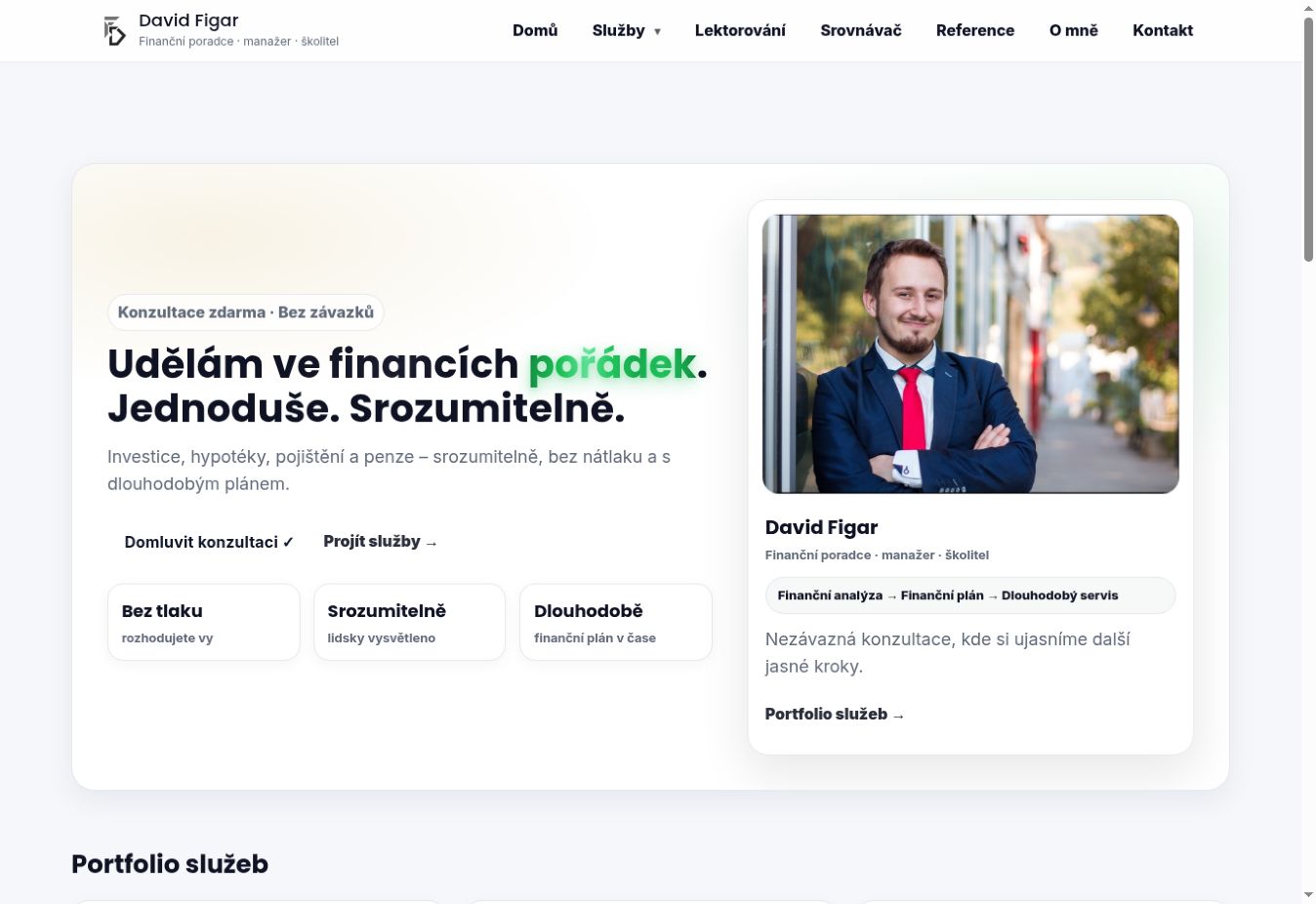 Náhled osobního webu – David Figar
