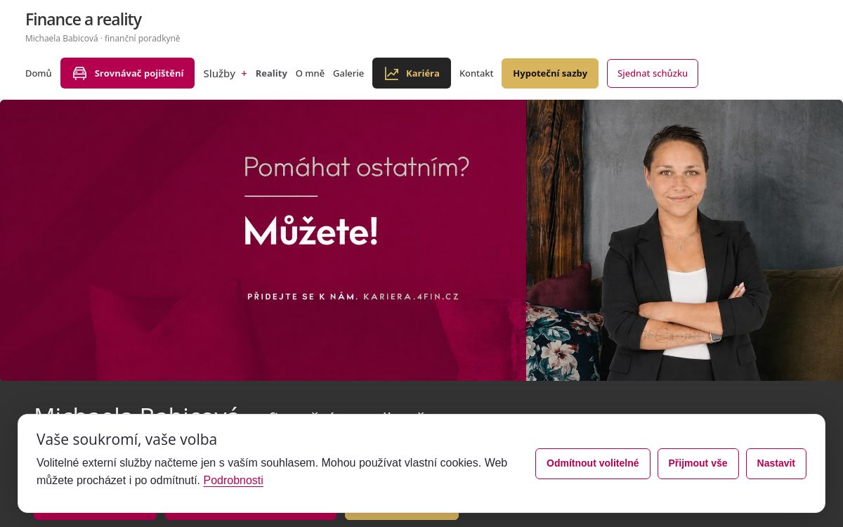 Náhled osobního webu – Michaela Babicová