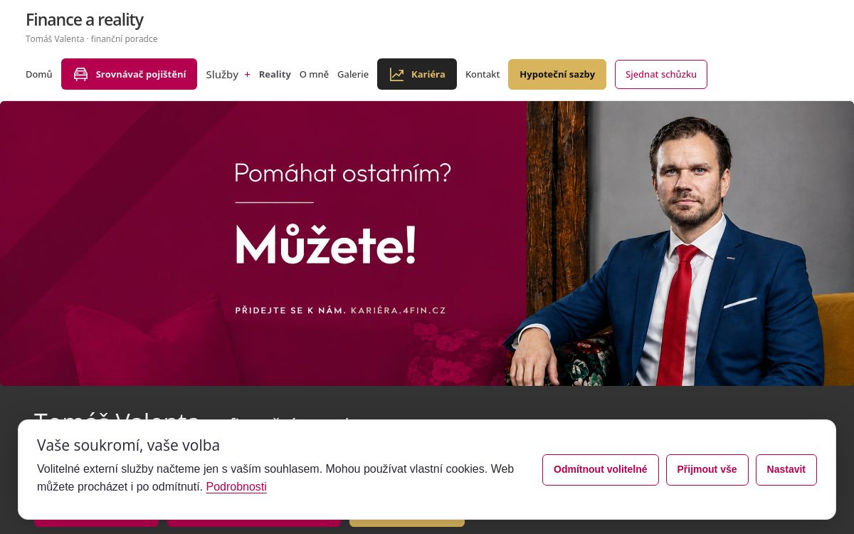 Náhled osobního webu – Tomáš Valenta